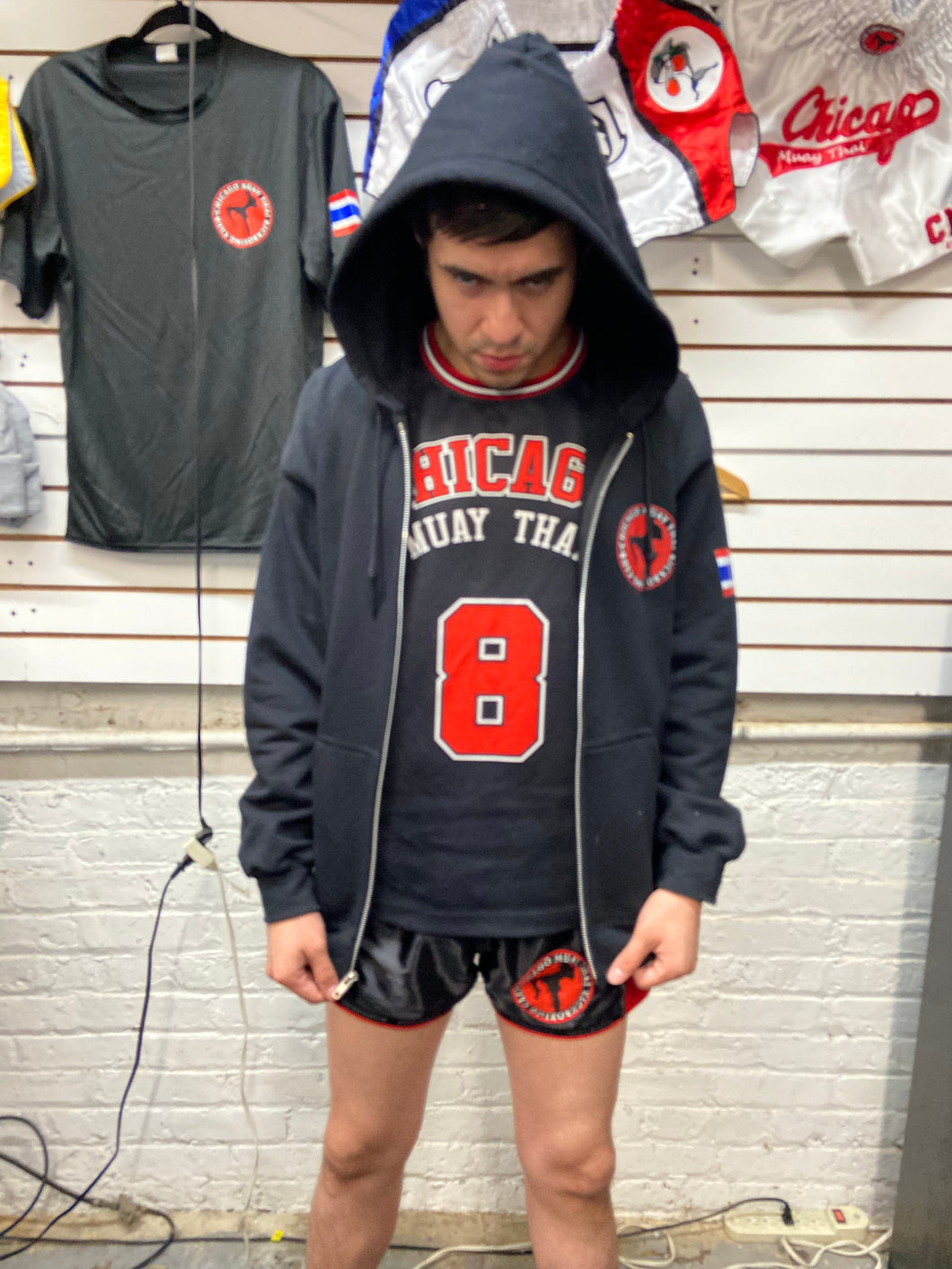 BLACK ZIP UP HOODIE